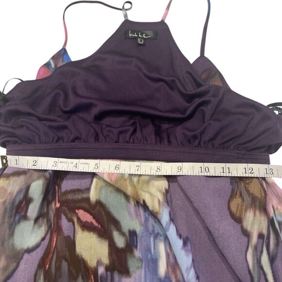Nicole Miller Maxi Dress L Purple Floral Boho Pockets Shelf Bra NWT Fall Vibes - Picture 5 of 10